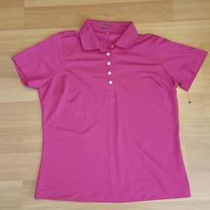 Nike Golf Tour Performance Short Sleeve Polo Shirt Pink Fitted Dri-Fit Size XL